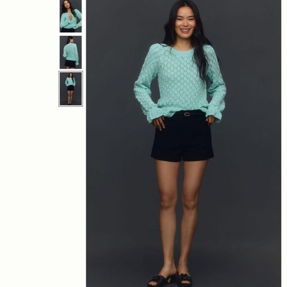 Anthropologie Flounce-Hem Pointelle Sweater - Picture 3 of 3